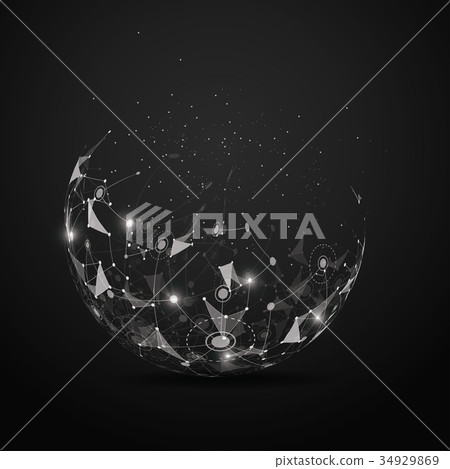 Point and curve constructed the sphere wireframe Point and curve constructed the sphere wireframe 34929869