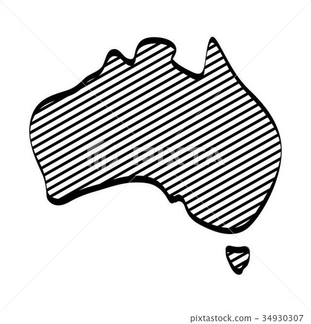 Australia map outline graphic freehand drawing 34930307