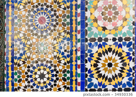 Traditional mosaic in Marrakesh, Morocco 34930336