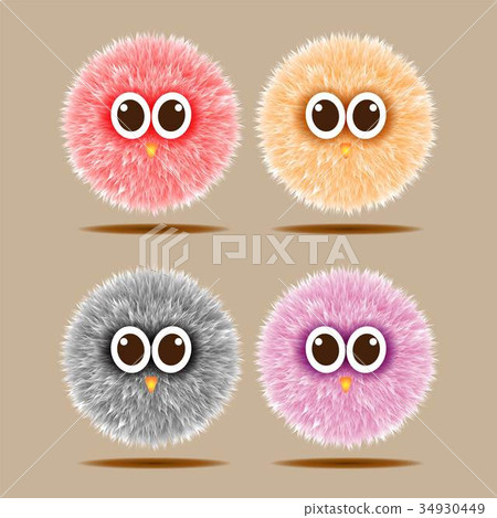 Funny hairy colorful balls cartoon. fluffy icon 34930449
