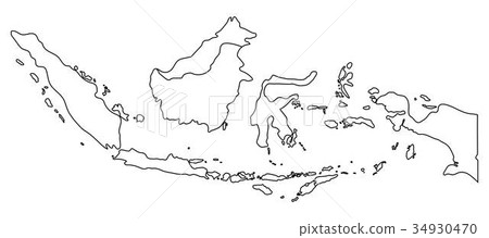 Indonesia Map Outline Graphic Freehand Drawing Stock Illustration 34930470 Pixta