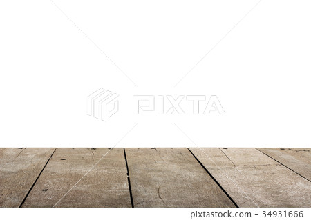 Old wood table top isolated on white background Old wood table top isolated on white background 34931666