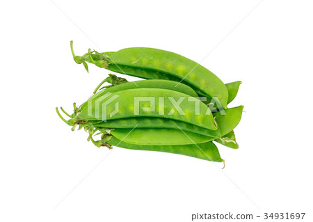 Snow peas on white background. 34931697