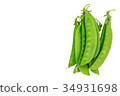 Snow peas on white background. 34931698
