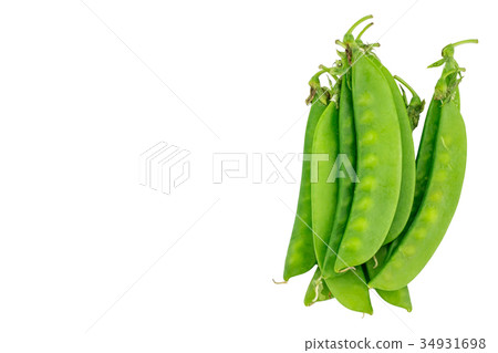 Snow peas on white background. Snow peas on white background. 34931698
