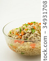 Bowl of instant noodles on white background. 34931708