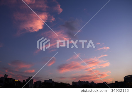 城市日落天空 34932153