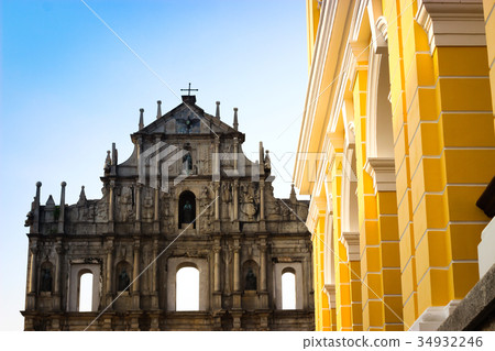 The Ruins of St. Paul's and Yellow Building 34932246