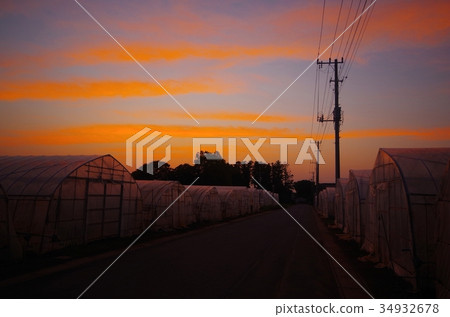 Country road and sunset 34932678
