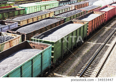 rail cars loaded with coal. 34933447