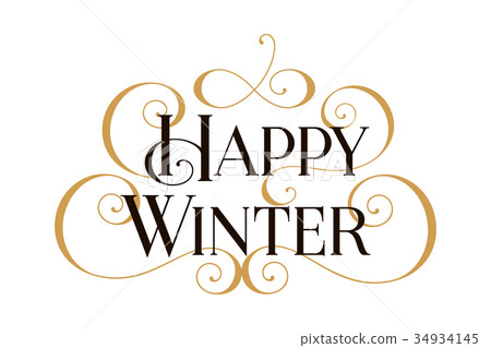 Happy Winter. Handwritten modern brush black text Happy Winter. Handwritten modern brush black text 34934145