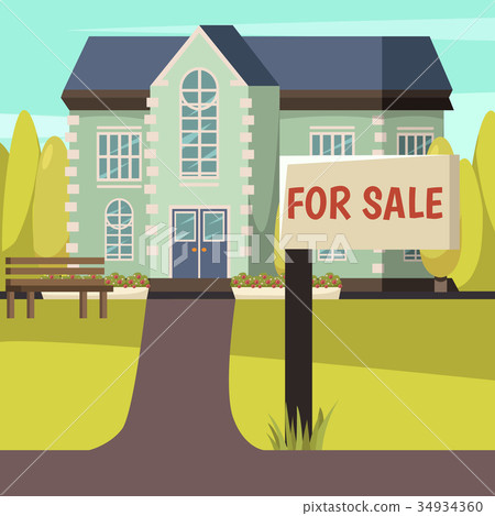 House For Sale Colored Background 34934360