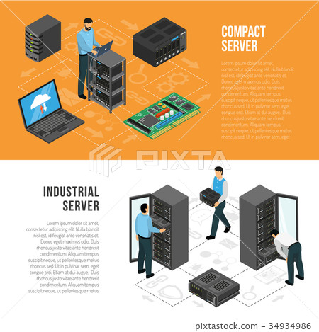 Datacenter Isometric Horizontal Banners Datacenter Isometric Horizontal Banners 34934986