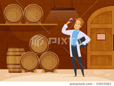 Winery Storage Cellar Cartoon Poster 34935062