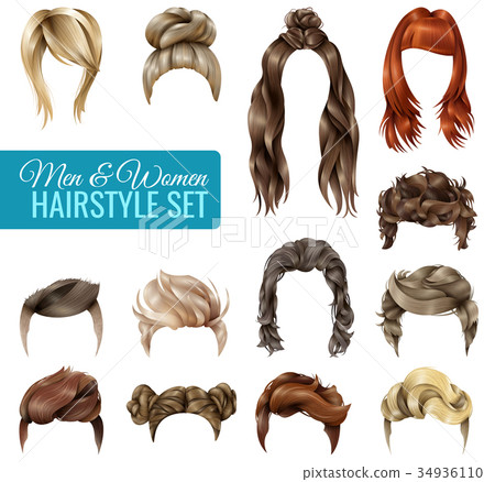 Realistic Hairstyle Set Realistic Hairstyle Set 34936110