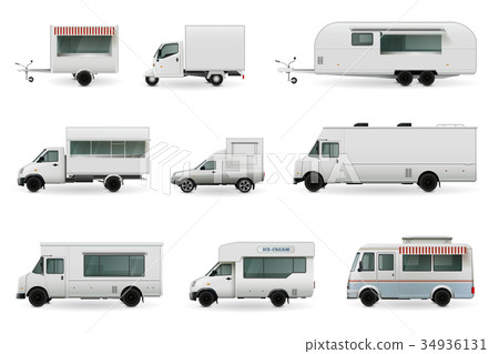 Food Trucks Realistic Set Food Trucks Realistic Set 34936131