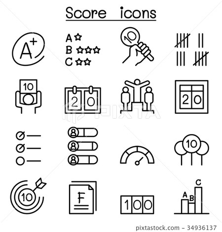 Score icon set in thin line style Score icon set in thin line style 34936137
