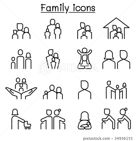 Family icon set in thin line style Family icon set in thin line style 34936155