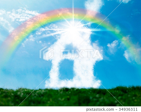 Rainbow over the house of clouds Rainbow over the house of clouds 34936311