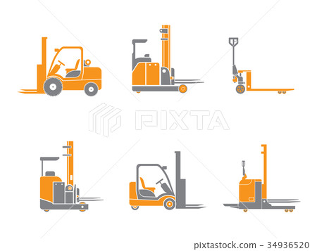 Set icons of loader equipment isolated on white. Set icons of loader equipment isolated on white. 34936520