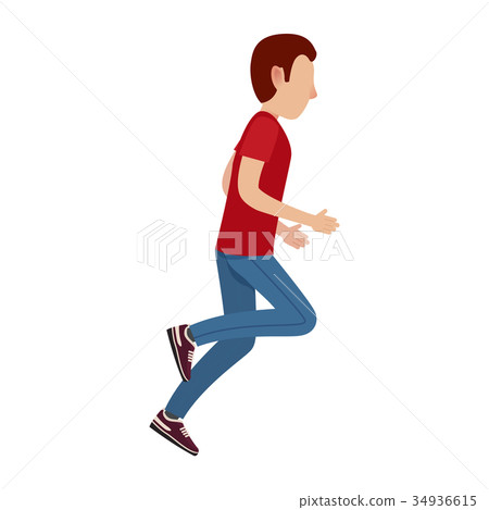 Cartoon Male Character In Motion Illustration 34936615
