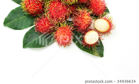 rambutan fruit on a white background. rambutan fruit on a white background. 34936634
