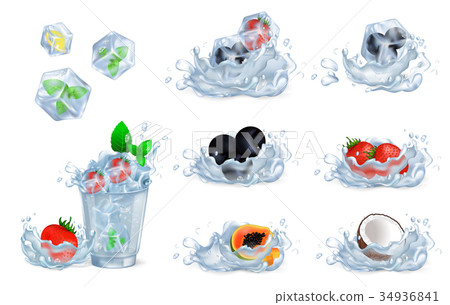 Refreshing Drink and Ingredients Illustrations Set 34936841
