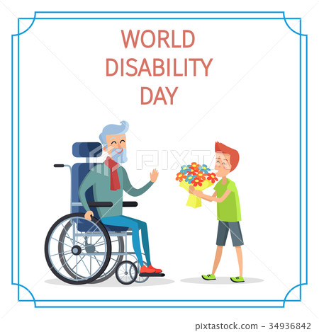 World Disability Day Boy Presents Bouquet of World Disability Day Boy Presents Bouquet of 34936842