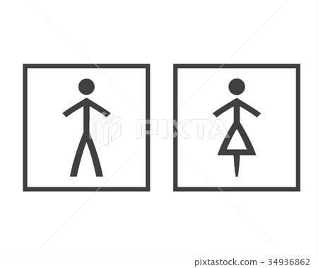 Simple grey wc symbols in squares, restroom icons 34936862