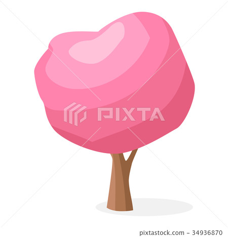 Cartoon Tree with Pink Crown Isolated Illustration Cartoon Tree with Pink Crown Isolated Illustration 34936870