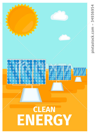 Clean Energy Poster with Solar System Batteries 34936954