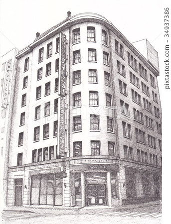 Retro building 34937386