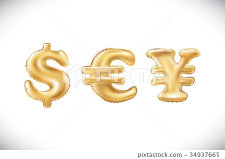 vector Gold dollar euro yen symbol balloon vector Gold dollar euro yen symbol balloon 34937665