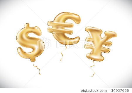 vector Gold dollar euro yen symbol balloon 34937666