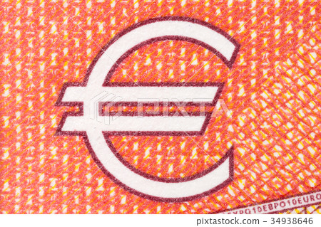 Euro symbol on red background. 34938646