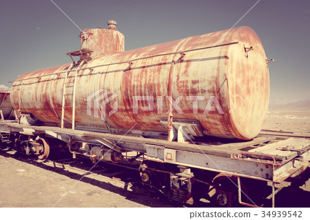 Old train station in Bolivia desert 34939542