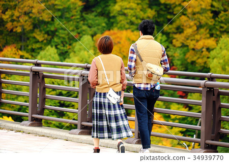 Jogakura Ohashi and Jogakura gorge of autumn Hakkoda autumn leaves 34939770