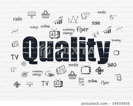 Marketing concept: Quality on wall background 34939956