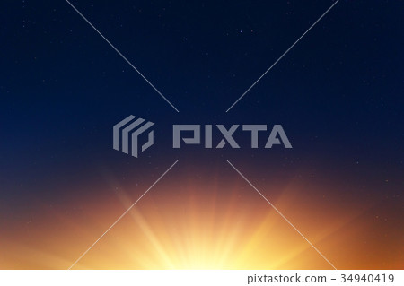 sun rise with empty dark night sky with stars sun rise with empty dark night sky with stars 34940419
