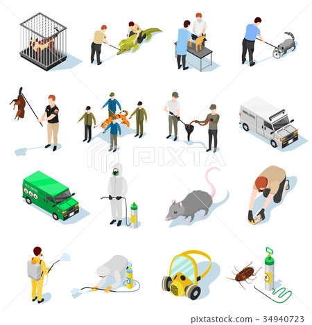 Pest Control Isometric Icons 34940723
