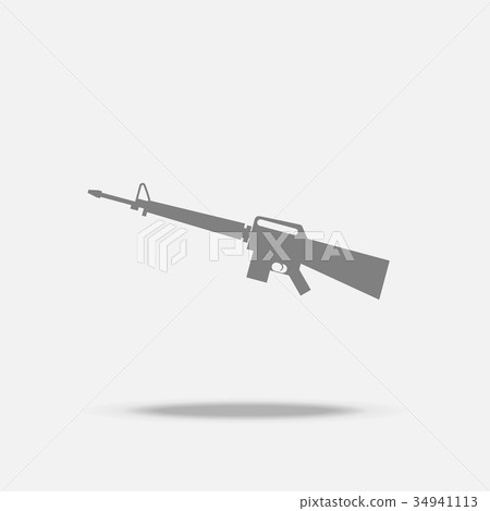 Assault Rifle Flat icon vector with shadow 34941113