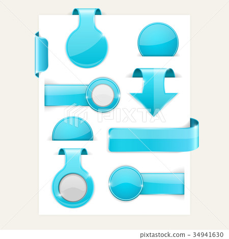 Shiny blue stickers with transparent shadow - Stock Illustration ...