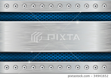 Metal texture with brushed iron plate with rivets - Stock Illustration ...