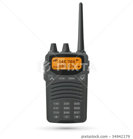 Radio transceiver. Black rectangle portable device Radio transceiver. Black rectangle portable device 34942179