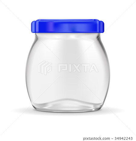Glass jar with blue lug cap Glass jar with blue lug cap 34942243