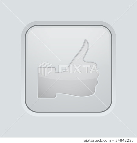 Thumbs up icon. White square plastic button Thumbs up icon. White square plastic button 34942253