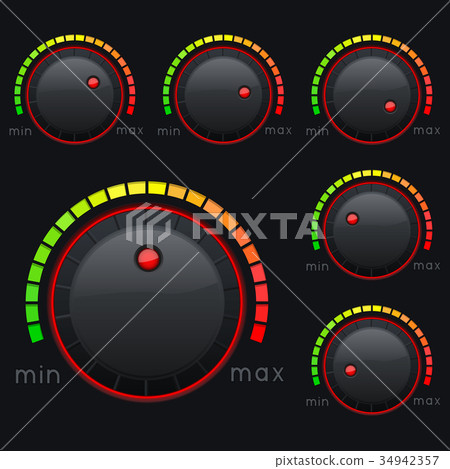 Black knob buttons. Min and max level with colored 34942357