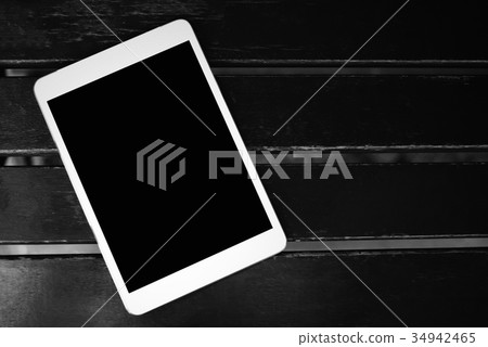 White Touchscreen tablet with black blank space White Touchscreen tablet with black blank space 34942465