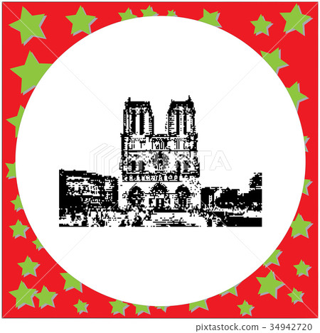 black 8-bit Notre Dame cathedral black 8-bit Notre Dame cathedral 34942720