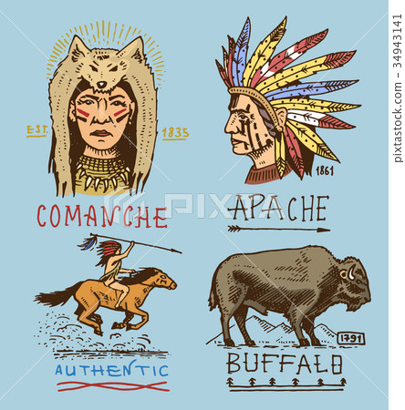 set of engraved vintage, hand drawn, old, labels 34943141